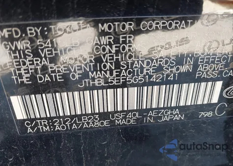 2016 Lexus Ls 460 z USA, uszkodzony, nr VIN JTHBL5EF5G5142141